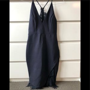 Lace backed cocktail dress